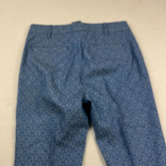 Etcetera Jaquard Dress Pants Blue Harlequin Print Trousers Preppy Straight Leg 6 - Picture 11 of 12